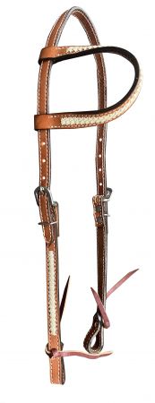 Showman Argentina cow leather one ear headstall with rawhide lacing, and quick tie ends